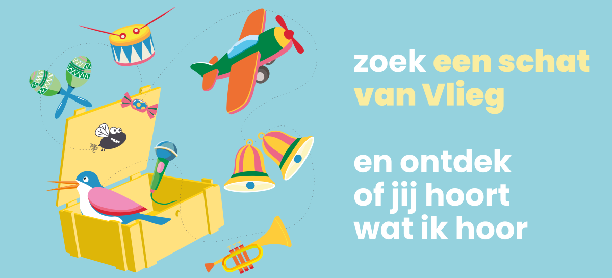 Illustratie van een kist waaruit allerlei elementen zoals een trompet en sambaballen komen