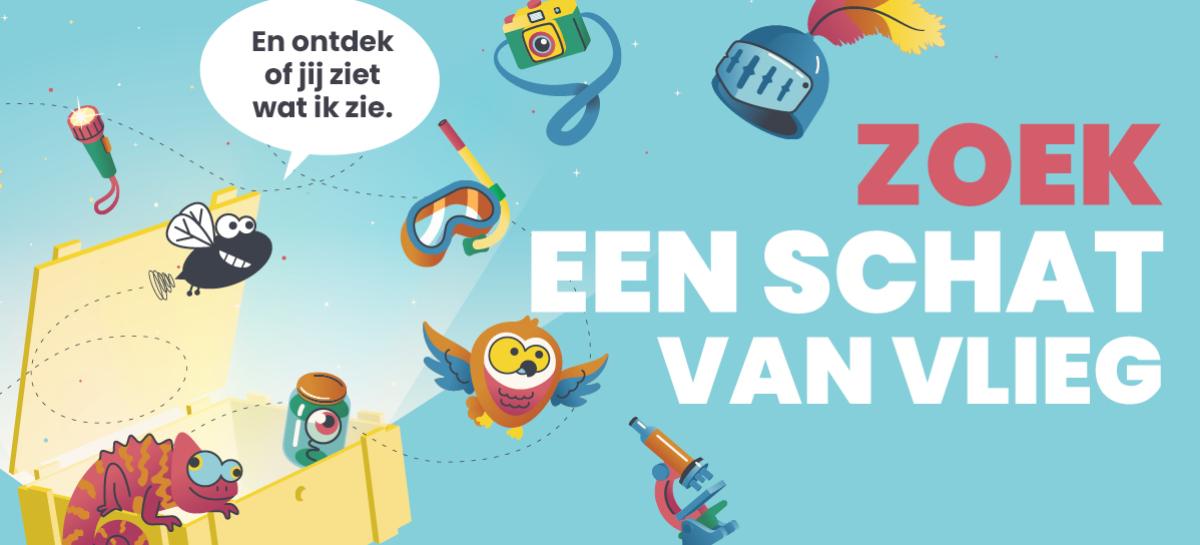 Banner van schatten van vlieg met allerlei getekende elementen
