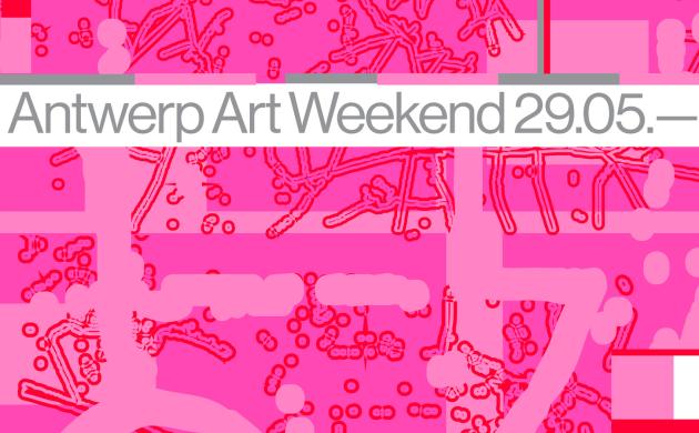 Banner in het roze voor Antwerp Art Weekend