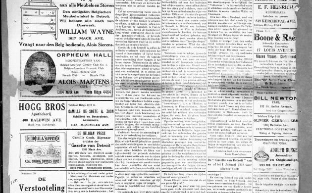 Krantenpagina uit de Gazette van Detroit