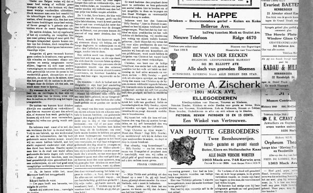 Krantenpagina uit de Gazette van Detroit