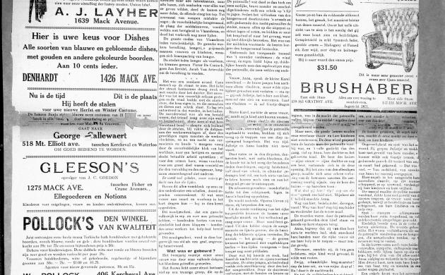 Krantenpagina uit de Gazette van Detroit