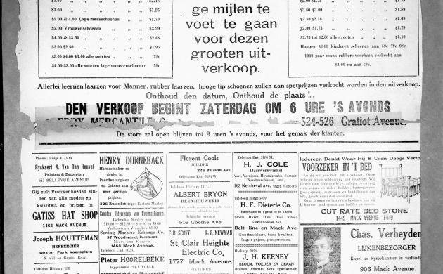 Krantenpagina uit de Gazette van Detroit