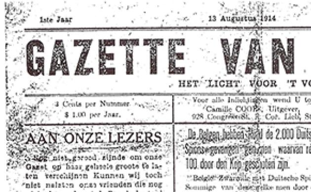 Stuk van de voorpagina van de Gazette van Detroit