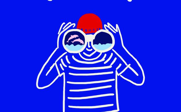 Illustratie van een jongen met een verrekijker