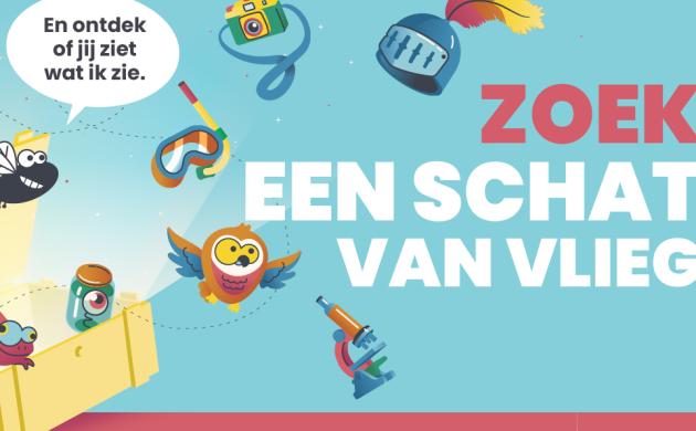 Banner van schatten van vlieg met allerlei getekende elementen