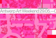 Banner in het roze voor Antwerp Art Weekend